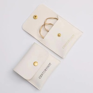Manufacturer Premium Custom Logo PU Leather Eco-friendly Portable Soft <b>Jewelry</b> Pouch Rings Studs Necklaces Pendants Storage - Product Image 5
