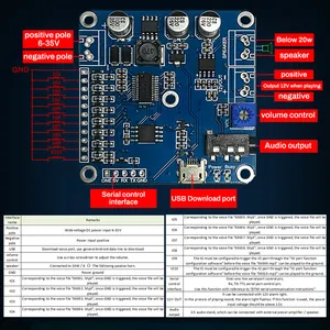 DTM3201 10 W Ton-Wiederaufnahme-Modul MP3-Player-Modul UART I/O Trigger-Verstärker Board 8 M Speicher Sprach-Wiederaufnahme-Modul Board