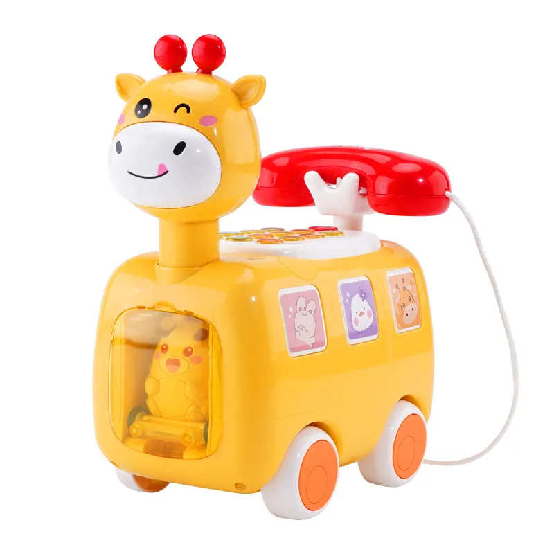 Crianças Por Atacado Multifuncional Telefone Car set Toy Baby Inertial Sliding Deer Story Machine Brinquedos com Luzes e Música