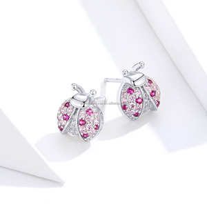 Dainty 925 in <span class=keywords><strong>argento</strong></span> Sterling <span class=keywords><strong>coccinella</strong></span> <span class=keywords><strong>orecchini</strong></span> alla moda Cubic Zirconia gemma con animali <span class=keywords><strong>orecchini</strong></span> da donna - Product Image 3