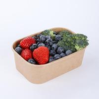 Contenants à emporter pour restaurant en papier biodégradable de qualité alimentaire, bol à salade rectangulaire en papier avec couvercle