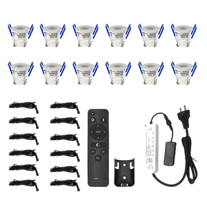 12x3W Mini CCT <span class=keywords><strong>LED</strong></span> Downlight Ensemble complet Projecteurs <span class=keywords><strong>LED</strong></span> à intensité variable avec câble de 5M pour véranda, porche ou terrasse - Product Image 1