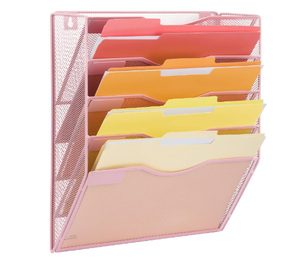 Hanging Wall <b>File</b> <b>Organizer</b> 5 Pocket Mesh Mail <b>Organizer</b> Wall Mounted with Nametag Label Wall <b>File</b> Holder for Office Home School - Product Image 4