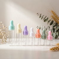 Vente en gros de flacons compte-gouttes miniatures en verre transparent de 1 ml, 2 ml, 3 ml, 5 ml, flacons vides pour huiles essentielles, compte-gouttes de couleurs assorties pour le codage olfactif