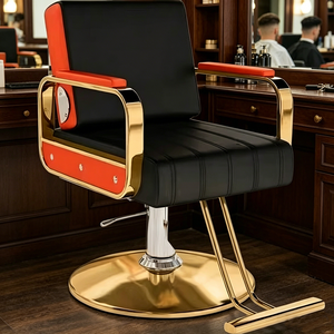 Fauteuil de Barbier en Cuir en Gros avec Base Métallique et Pompe Hydraulique, Hauteur Réglable pour Mobilier de Salon de Beauté - Product Image 2