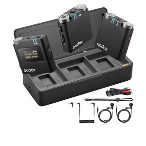Ensemble de microphones sans fil Godox Virso M1 M2 2,4 GHz pour <span class=keywords><strong>Sony</strong></span>, compatible avec les microphones d'interview, enregistrement, émetteur, plastique - Product Image 1
