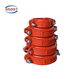 Golden supplier rustic protection pipe connector ductile iron grooved pipe fittings rigid coupling joint for fire fighting