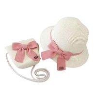 Personnalisable été parent-enfant en plein air plage doux chapeau de paille avec nœud mignon sac à main en gros décontracté chapeau de soleil sac à bandoulière