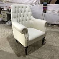Fauteuil élégant en cuir blanc, mobilier de salon et de café, style européen, noir mat