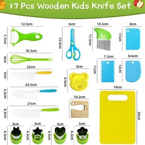 17-piece Set of Children's Stainless Steel Plastic Vegetable and Fruit Knives Kindergarten Play House <b>Toys</b> and Safety Knife Sets - Product Image 5