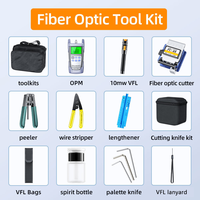 Kit complet d'outils de fibre optique avec outils de fusion, mesureur de puissance, VFL, cisaille et dénudeur, et kit d'outils FTTH