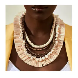 SUXUAN مجوهرات سعر المصنع تاهيتي قذيفة البحر قلادة من الصدف أفريقيا القبيلة البدائية البرية الطبيعة قلادة للرجل و المرأة