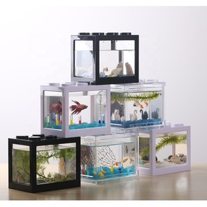 Mini Modern USB LED-Lit Eco-Friendly <strong>Glass</strong> <strong>Aquarium</strong> for Betta Fish Small Transparent Tank for Office Viewing - Product Image 5