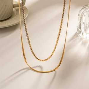 สร้อยคอทองชุบแบบขายส่ง สร้อยคอแบบลูกเทนนิสสำหรับผู้หญิง - Product Image 2