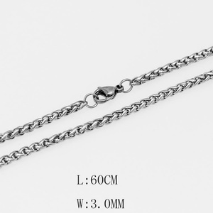 สร้อยข้อมือสแตนเลสสตีล 316L ชุบทอง ดีไซน์แบบโซ่ข้าวสาลี สีเงิน สำหรับผู้ชายและผู้หญิง สไตล์อเมริกันคลาสสิก - Product Image 2