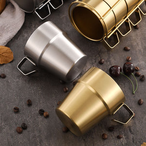 Ensemble de tasses à café en acier inoxydable 304, double paroi isolée, avec poignée, pour boire du thé, du lait, des boissons, pour hôtel, fête - Product Image 2