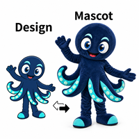 Costume de mascotte pieuvre bleue personnalisé OEM ODM, costume en peluche de personnage de dessin animé pour collectes de fonds caritatives et festivals communautaires
