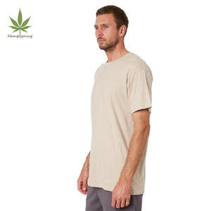 男性用Tシャツカスタム麻コットンTシャツ中国空白ラウンドクルーネック麻服麻Tシャツ持続可能なTシャツ - Product Image 2