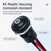 Interrupteur à bouton-poussoir électronique en plastique étanche IP67 de 16 mm, 1NO, fonctionnement momentané/verrouillable, CE pour 220V 2A LED