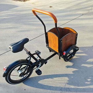 Vélo <span class=keywords><strong>cargo</strong></span> à 3 roues en acier à haute teneur en carbone pour enfants cadre confortable à engrenage en bois avant à vitesse unique non électrique avec boîte de rangement - Product Image 3