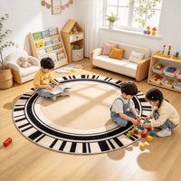 Tapis rond pour enfants en cachemire imprimé sur mesure, épais, design, doux, pelucheux, antidérapant, tapis de chambre à coucher de luxe, décoration intérieure