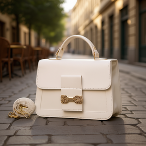 Sac bandoulière Lesly blanc en PU, style vintage, fermeture à boucle, sac messager pour femme, imperméable, motif uni, usage quotidien - Product Image 2