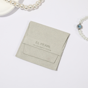 Pochette à bijoux pliable en microfibre crème personnalisée avec rabat, sac enveloppe de <span class=keywords><strong>luxe</strong></span> pour colliers, boucles d'oreilles et bracelets - Product Image 5