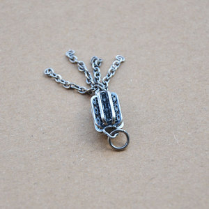 Pendentif en argent Sanqi avec pompon creux, chaîne longue de 53 mm, breloque pour accessoire de cheveux, bijoux DIY unisexe - Product Image 4