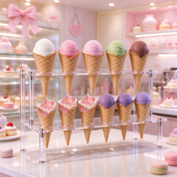 Support à cornets de crème glacée en acrylique transparent à 2 niveaux, présentoir à 12 trous pour cornets gaufrettes, idéal pour les pâtisseries, mariages, fêtes, buffets