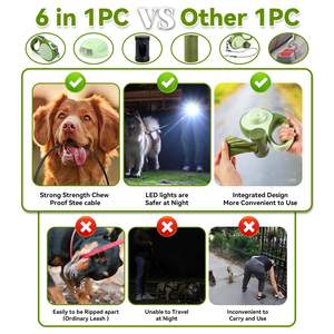 Guinzaglio retrattile per cani con cavo a prova di masticazione LED erogatore di luce sacchetti per cacca 360 ° senza groviglio - Product Image 4
