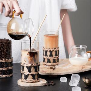 Tazze in vetro naturale ecologico portabicchieri da tè in stile vimini in rattan di colore personalizzato con set di accessori per l'avvolgimento - Product Image 5