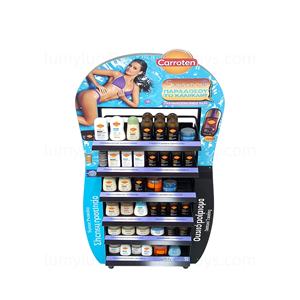 <b>Acrylic</b> Grid Box Metal Floor <b>Display</b> <b>Stand</b> With Wheels for Sunscreen Skincare Products High-end Visible Cosmetic Organizer Rack - Product Image 5