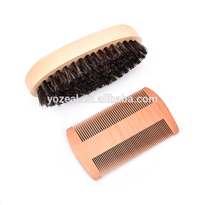 Taglio per <span class=keywords><strong>baffi</strong></span> 100% naturale esfoliante Logo personalizzato di cinghiale setola da uomo in legno spazzola e pettine - Product Image 4