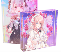 Vente en gros de briques en acrylique transparentes de 20 mm, impression UV personnalisée, dessins animés, artisanat en plastique pour cadeaux d'anniversaire et décoration