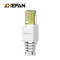 Conector Modular ZHEFAN Rj45 Macho 8p8c Cat 5e, Conector de Campo sin Herramientas para Instalación de Cables Sólidos de 23-24awg