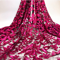 Tissu en maille brodé de paillettes tournesol haut de gamme 4 mm, point plat, pour robes de soirée européennes et américaines