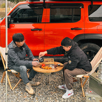Table et chaise pliantes portables en métal pour l'extérieur, revêtement poudré, durables, imperméables, pour camping, excursions en voiture, barbecue au charbon de bois