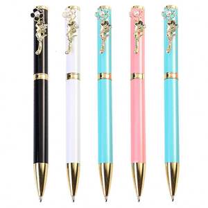Bolígrafo de Metal con Diseño Creativo de Flor de Cerezo Rosa, Perla y Rosa Melocotón, Tinta Negra de 0.5mm, para Oficina y Escuela - Product Image 2