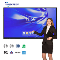 INGSCREEN papan pintar interaktif Panel datar, kamera Digital 4k kustom 55 65 75 85 86 98 110 inci untuk mengajar sekolah
