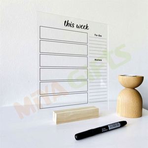 Calendario personalizado semanal para hacer notas, tablero acrílico grabable, planificador de escritorio transparente, soporte de <span class=keywords><strong>tareas</strong></span>, <span class=keywords><strong>organizador</strong></span> de borrado en seco - Product Image 1