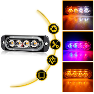 12V 4 <span class=keywords><strong>LED</strong></span> Xe Tải Phía Trước Lưới Tản Nhiệt Nhấp Nháy Đèn Hiệu Giao Thông Đèn Thanh Tự Động Đánh Dấu Khẩn Cấp Đèn Xe <span class=keywords><strong>LED</strong></span> Nhấp Nháy Cảnh Báo Ánh Sáng - Product Image 3