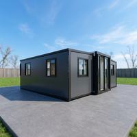 Maison conteneur pliable de 20 pieds à double aile, conteneurs pliables, mini-maison préfabriquée avec salle de bain complète