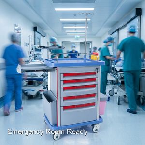 Chariot médical d'intervention d'urgence rouge <span class=keywords><strong>de</strong></span> Keling Medical avec planche <span class=keywords><strong>de</strong></span> RCP et <span class=keywords><strong>support</strong></span> pour bouteille d'oxygène pour situations critiques - Product Image 1