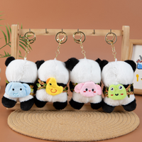 Porte-clés en peluche Panda Kawaii en gros, breloques de sac en peluche de styles variés, logo personnalisé pour cadeau de machine à griffes
