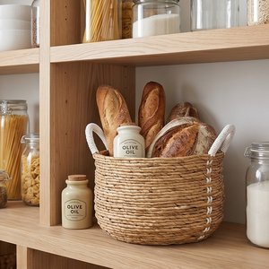 Panier à linge en osier naturel haut avec poignées blanches, panier de rangement décoratif en rotin tressé à la main pour jouets et décoration intérieure - Product Image 6
