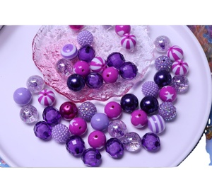 20mm Purple <strong>Bubblegum</strong> <strong>Bead</strong> Mixed Chunky <strong>Bubblegum</strong> <strong>Beads</strong> for Beaded Pens Necklace Bracelet Supply - Product Image 2