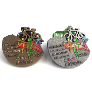 Custom Marathon Riding Beijing Trophies And Medals Metal 3d Blank Cycling Znc Alloy Bike Race run Sports Medal With Logo