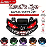 Lumière d'ambiance LED solaire pour voiture, capteur de vibration intelligent, lampe d'atmosphère intérieure automobile, double charge Type-C universelle