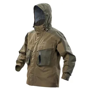 High quality outdoor performance waterproof breathable wading fishing jacket with fixed hooy