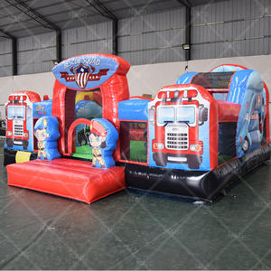 Firehouse Dry Combo Bounce House Slide Obstáculo Camión de bomberos Salto Castillo hinchable Camión de bomberos Moonwalk Estación de bomberos Moon Jump - Product Image 3